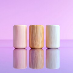 Aufkleber - Pastel Minimalist Art Wooden Cylindrical Blocks on Reflective Surface - Visual Content for Leadership Development and Growth Strategies in Professional Business Settings