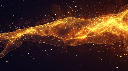 Wall Mural - Glowing arm, particles, energy, abstract.