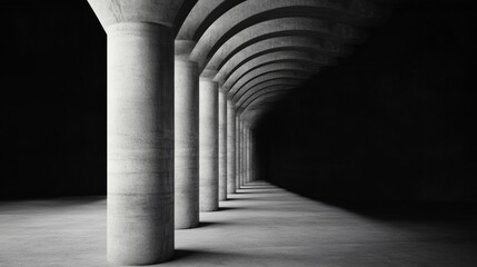 Poster - Minimalist Architectural Visualization Concrete Pillars with Dynamic Light in Modern Interior - Sustainable Design and Innovative Structural Concepts