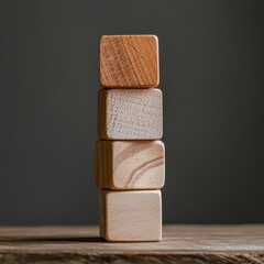 Aufkleber - Minimalist Wooden Block Arrangement Contemporary Office Decor for Diversity Concepts - Sustainable Educational Display Enhancing Workspace Inclusivity