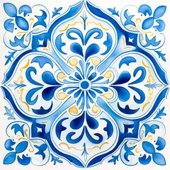 Watercolor Portuguese tile, JPG, 3600 x 3600 px, 300 dpi