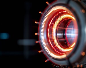 Aufkleber - Futuristic Engine Design LED-Lit Metallic Spacecraft Core for Aerospace Innovation, Industrial Engineering Excellence, and Advanced Manufacturing Visualization
