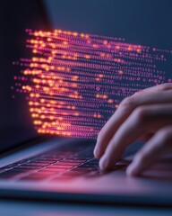 Poster - Futuristic Cybersecurity Marketing Digital Circuitry and Hackers Typing Hands - Commercial Content for Tech Protection and Data Security Industry
