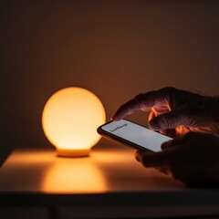 Poster - Warm Tech Connection Elderly Hand with Smartphone - Cozy Minimalist Design and Digital Inclusion in Family Tutoring for Intergenerational Connectivity Enhancement