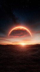 Aufkleber - Futuristic Mars Landscape Digital Visualization of Rocky Terrain and Atmosphere - Planetary Exploration Content for Space Missions and Sci-Fi Marketing