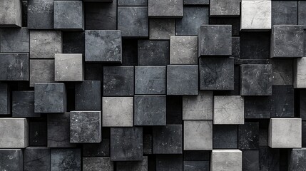 Canvas Print - Grey stone cubes texture background