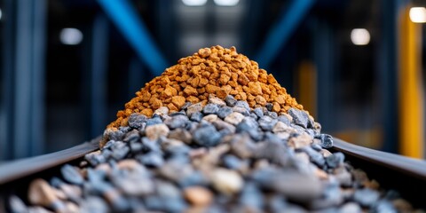 Leinwandbilder - Futuristic Industrial Display Textured Aggregates on Conveyor in Automated Sorting Facility - Eco-Friendly Waste Management and Circular Economy Strategy for Modern Industry