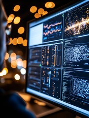Fototapete - Multi-Monitor Control Room Aesthetic Urban LED Backlit Displays for Efficient Data Management in Modern Facility Operations - Tech Innovation in Industrial Supervision