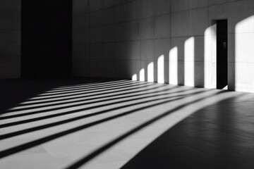Leinwandbilder - Minimalist Architectural Corridor Monochrome Concrete Walls with Dramatic Light Patterns - Modern Commercial Spaces and Innovative Design for Professional Atmosphere Enhancement