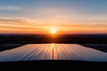 Aufkleber - Solar Array Sunrise Panorama Modular Panels Reflecting Dawn - Renewable Infrastructure for Sustainable Energy Sector and Modern Industrial Efficiency