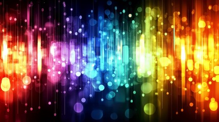 Wall Mural - vibrant rainbow lights: abstract background with colorful bokeh and dynamic lines