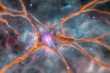 Leinwandbilder - Vibrant Cosmic Nebula Art Dynamic Space Aesthetic for Futuristic Decor and Digital Explorations in Modern Home Design - Inspiring Cosmic Ambiance Creation