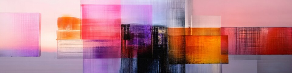 Fototapete - Abstract Digital Art Colorful Layered Glass Textures and Dynamic Lighting - Contemporary Visual Content for Creative Marketing and Modern Art Displays