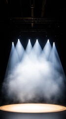 Poster - Contemporary Amphitheater Design Sleek Metal and Concrete Tiered Seating with Dynamic Lighting - Audience Engagement and Events Venue Modernization for Entertainment Industry