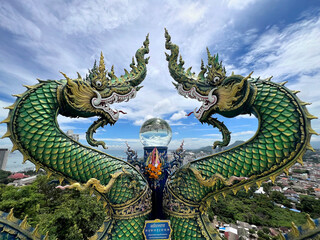 Samnaksong Khao Phra Khru is the most famous landmark in Si Racha, Chon Buri, Thailand 