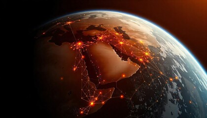 Wall Mural - global network connections illuminated earth international communications worldwide connectivity