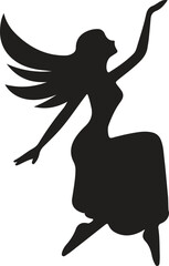 women with blowing hair clip art silhouette design vector art illustration 