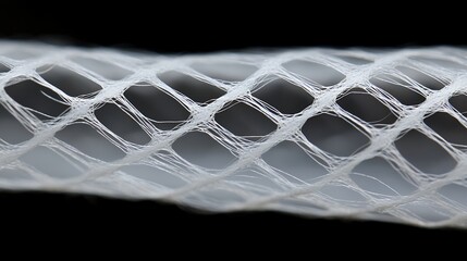 Close Up of White Translucent Mesh Tube on Black Background