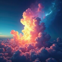 Dazzling array of colors swirling within cloud formation, diffraction, atmosphere, clouds