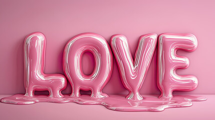 Wall Mural - LOVE on pink background Valentine's Day Love concept