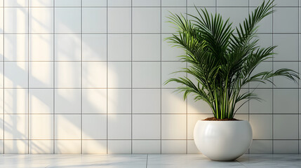 Fototapete - Indoor plant display modern minimalist interior photography bright room close-up quality and pattern in design