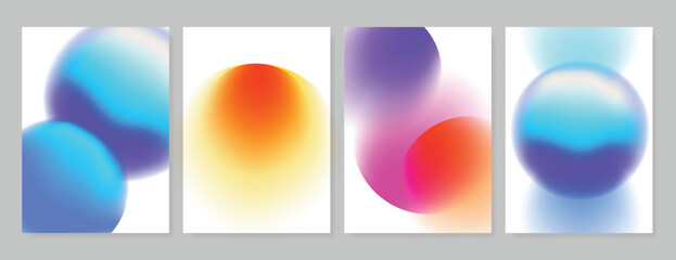 Wall Mural - retro abstract colorful gradient covers set, minimal covers design. colorful geometric background, v