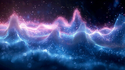 Wall Mural - mesmerizing abstract digital art: futuristic glowing waves, neon lights, and cosmic energy. a stunni