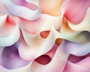 Wall Mural - Elegant Pastel Waves Abstract Background with Soft Fabric Texture in Pink and Purple