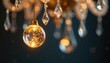 © AiGallery - Dainty golden balls adorn a sparkling pendant hung from a glittering crystal chandelier, fairy lights, shimmering