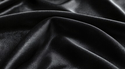 Sticker - Smooth black satin fabric texture, draped folds, dark background, luxurious textile