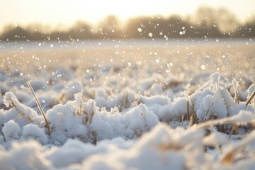 Wall Mural - Photorealistic Snow Drifts and Bokeh Lights.