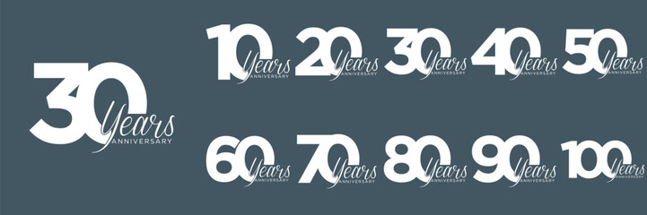 Wall Mural - collection anniversary abstract logotype vector design set icon 10 to 100