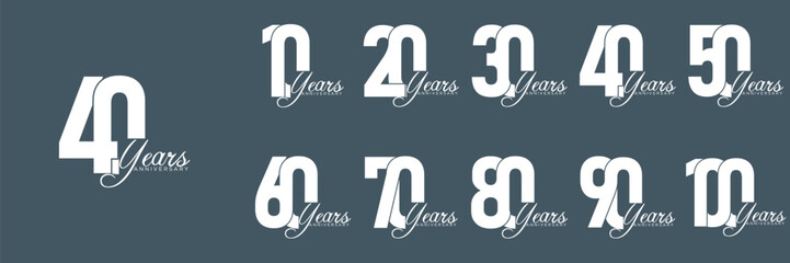 Wall Mural - collection anniversary abstract logotype vector design set icon 10 to 100