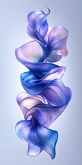 Wall Mural - A mesmerizing arrangement of flowing purple and blue petals, creating a sense of fluidity and grace in a soft gradient background.