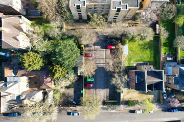 Canvas Print - Historical Downtown Oxford Central City Homes of Oxfordshire, England United Kingdom. High Angle Drone's Camera Footage Was Captured March 23rd, 2024 From Medium High Altitude.