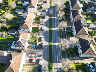 Canvas Print - Historical Downtown Oxford Central City Homes of Oxfordshire, England United Kingdom. High Angle Drone's Camera Footage Was Captured March 23rd, 2024 From Medium High Altitude.