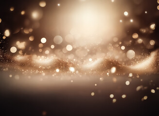 Wall Mural - abstract golden bokeh lights create a festive and elegant background. warm brown tones and blurred c