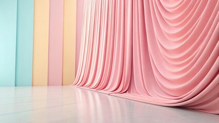 Aufkleber - A pink and blue abstract background with curved lines, modern flowing pattern in pastel tones, smooth texture design, fluid gradient backdrop for creative digital art and graphic projects.