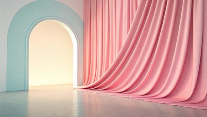 Aufkleber - A pink and blue abstract background with curved lines, modern flowing pattern in pastel tones, smooth texture design, fluid gradient backdrop for creative digital art and graphic projects.