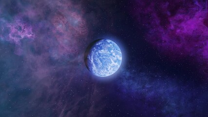 Wall Mural - Earth in the vast cosmos

Earth floats serenely in the vastness of space, surrounded by a stunning purple and blue nebula. The stars in the background add to the majestic view of our planet in the cos