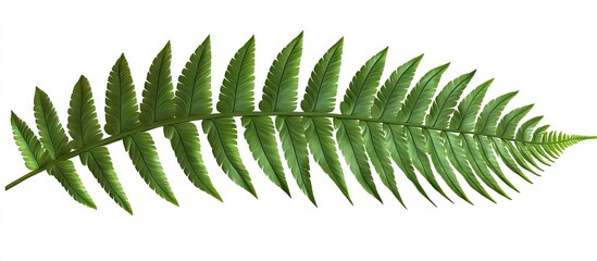 Aufkleber - Lush deep green fern leaf displayed horizontally on a white background highlighting intricate frond details ideal for nature-inspired designs.