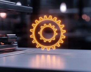 Innovative digital illustration of a glowing gear symbolizing efficiency and precision in modern technology.