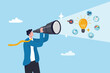© Nuthawut - Product discovery, market trend research, testing and feedback, usability insights, prototype to launch product, demand evaluation concept, businessman discover light bulb idea through telescope.