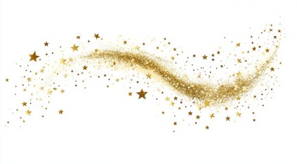 Wall Mural - golden star dust trail against white background for design