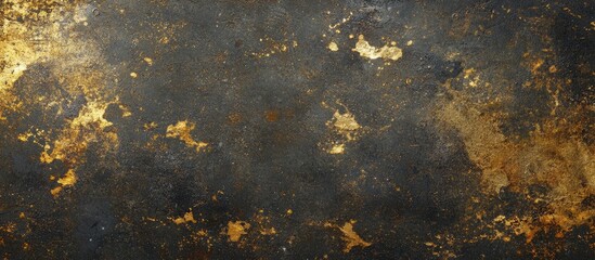 Fototapete - Golden metallic texture with dark gray and black tones, exhibiting scratches and scuffs, perfect for artistic backgrounds and textured designs.