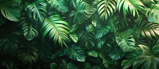 Aufkleber - Lush green wall covered with dense, vibrant foliage in varying shades of dark and light green, enhancing the rich natural scenery and tranquility.