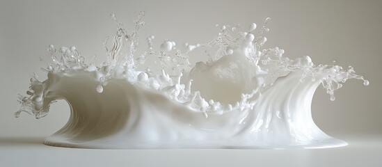 Poster - Graceful white water splash against a clean white background, capturing fluid motion and elegance with dynamic waves and droplets prominently displayed.
