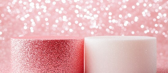 Aufkleber - Glitter gradient background in soft pink and white featuring a smooth glitter texture on left and right sides, ideal for refined design projects.