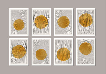 Wall Mural - Trendy set of abstract creative minimal artistic hand painted compositions