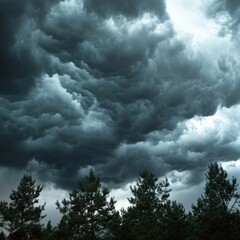 Wall Mural - Dark sky with clouds and abstract stormy effect in a dramatic atmosphere